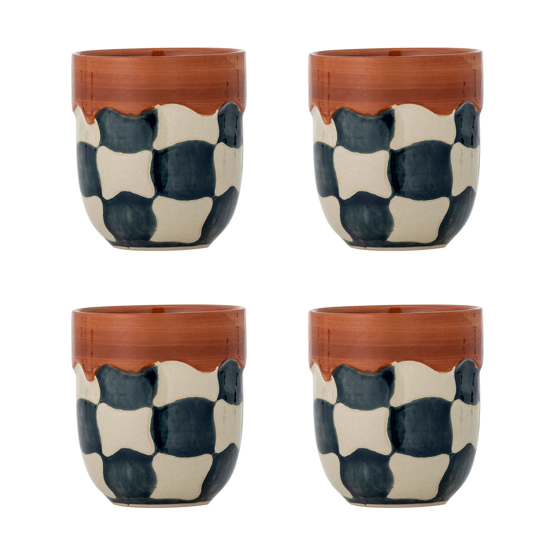 Check cup 4-pack, Blue Bloomingville
