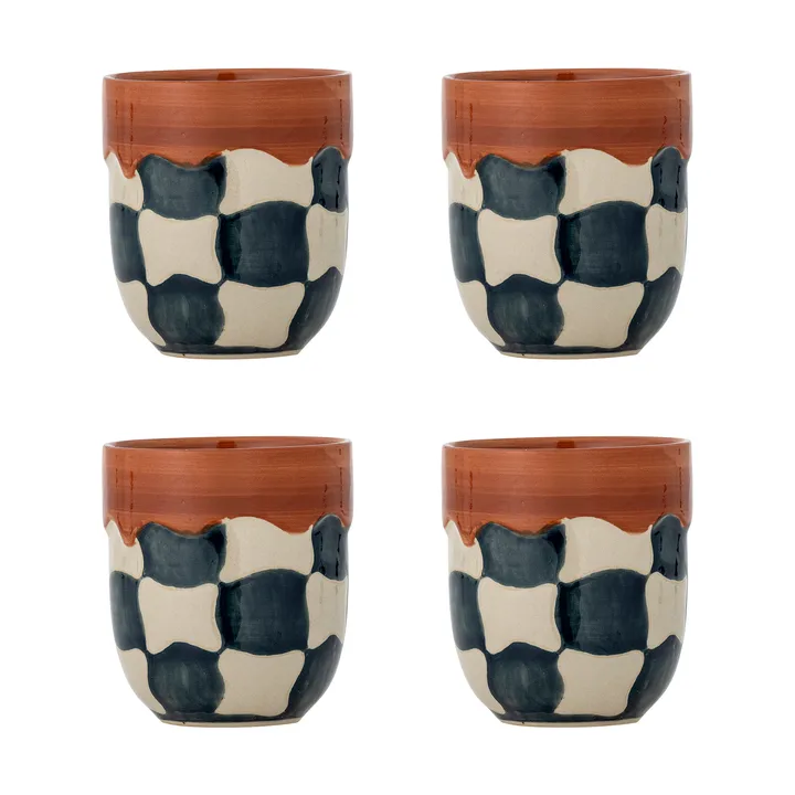 Check cup 4-pack - Blue - Bloomingville