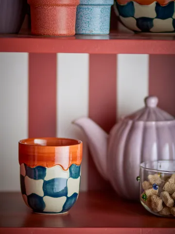 Check cup 4-pack - Blue - Bloomingville