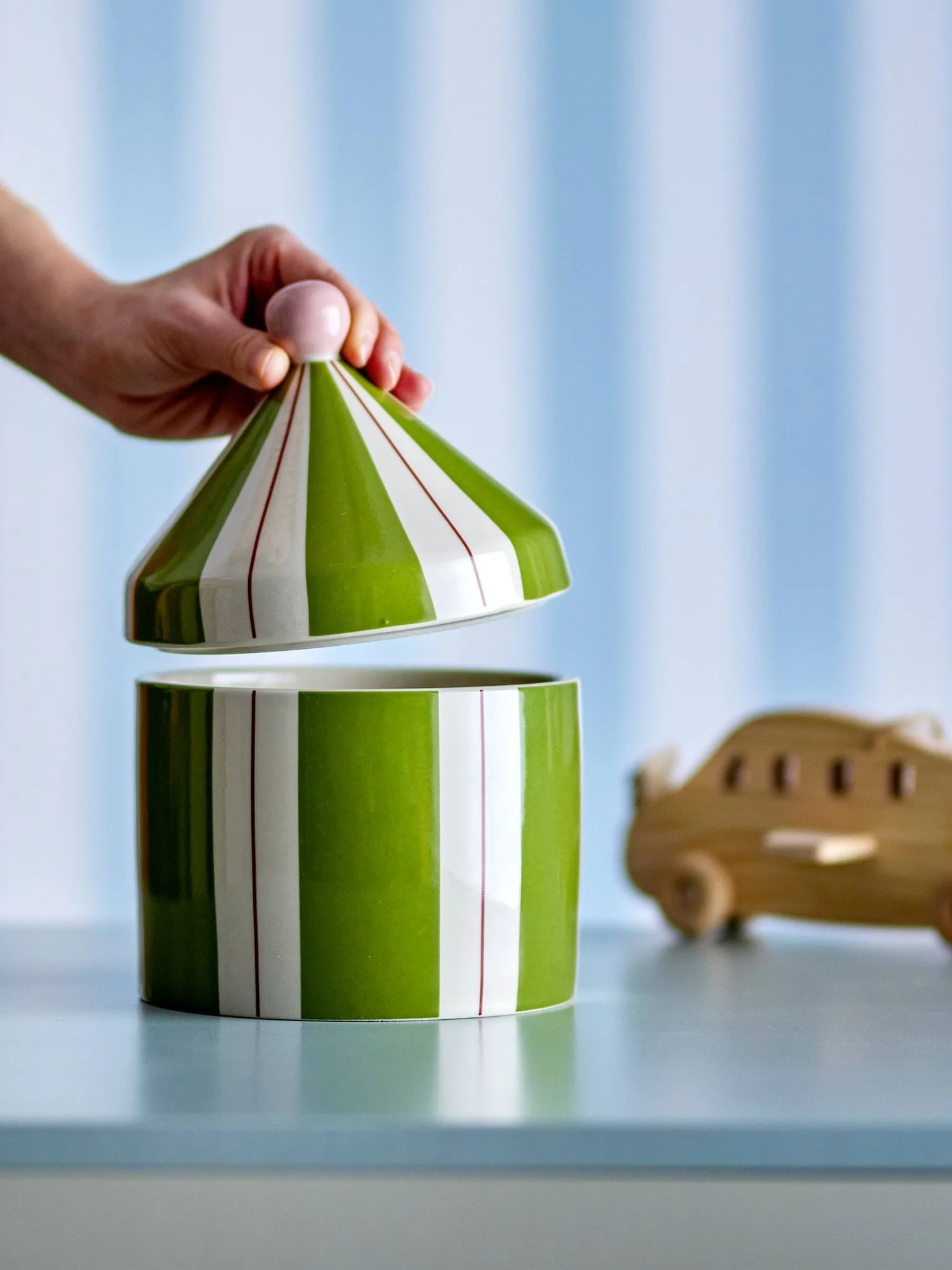 Cimmi jar with lid, Green Bloomingville