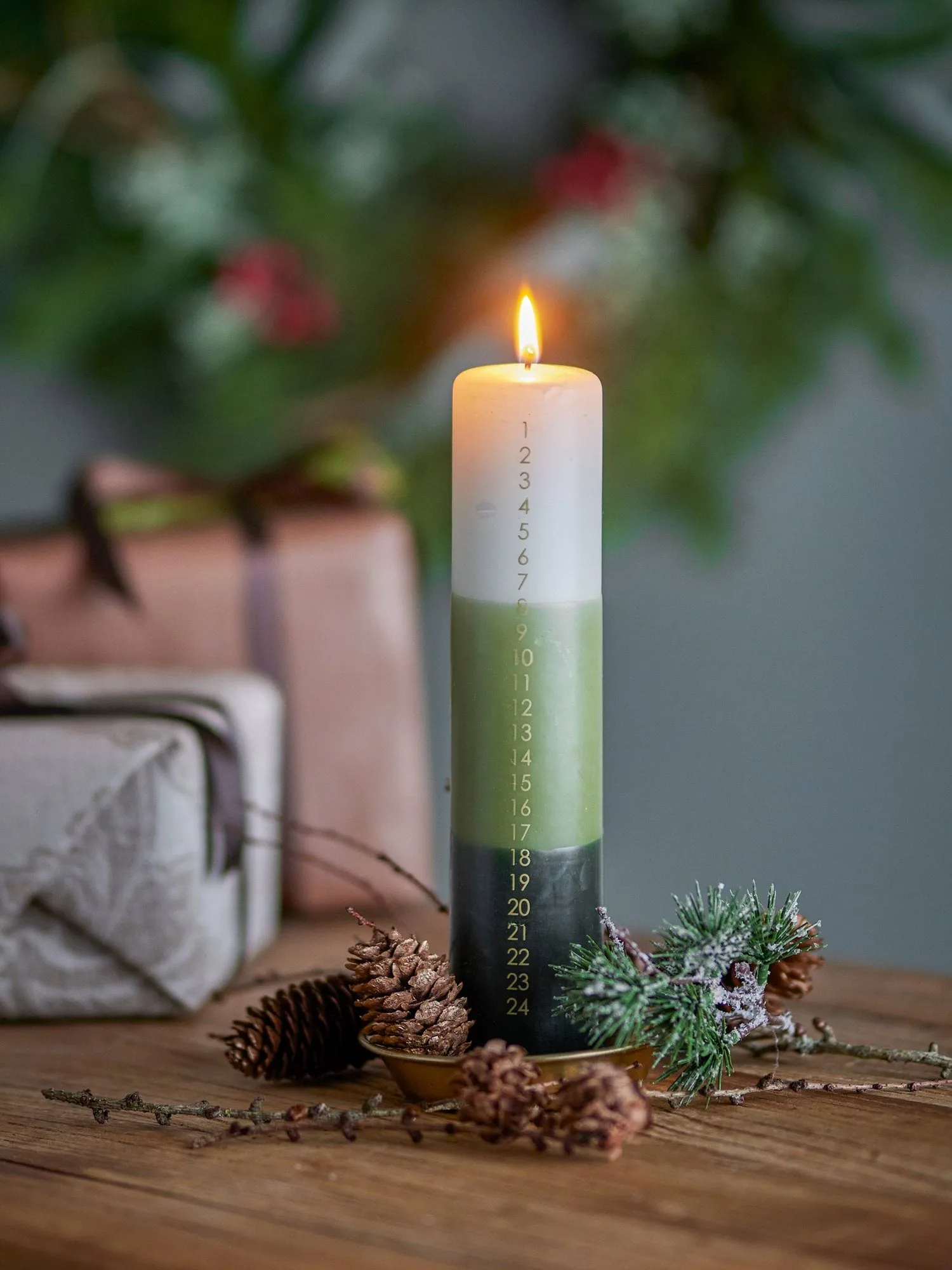 Dip Dye advent candle, Green, 25 cm Bloomingville