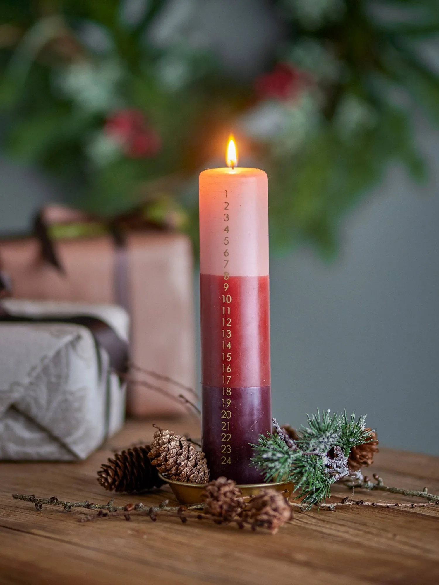 Dip Dye advent candle, Multi, 25 cm Bloomingville