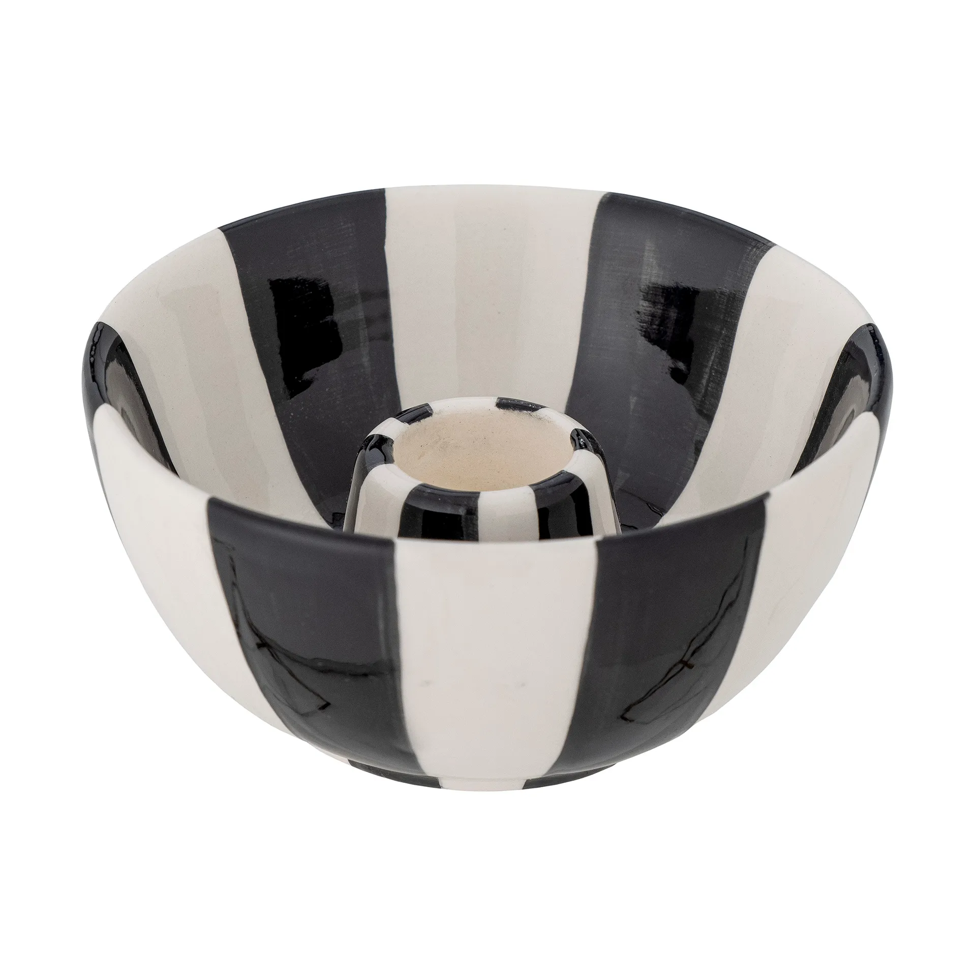 Eja candle stick Ø9 cm, Black-white Bloomingville