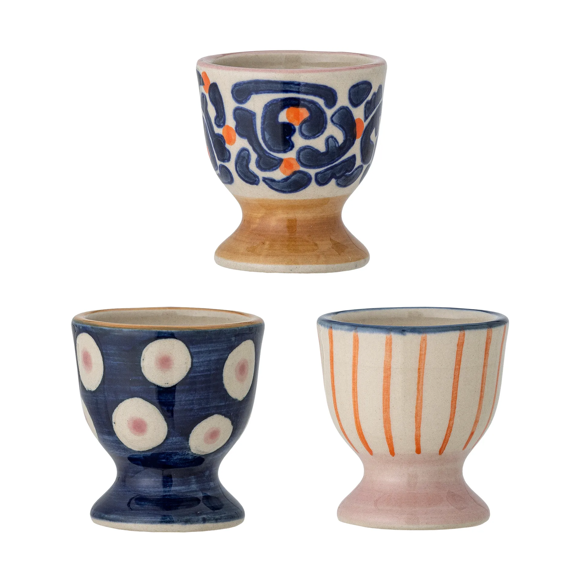 Eviaya egg cup 3 pieces, Blue-multi Bloomingville