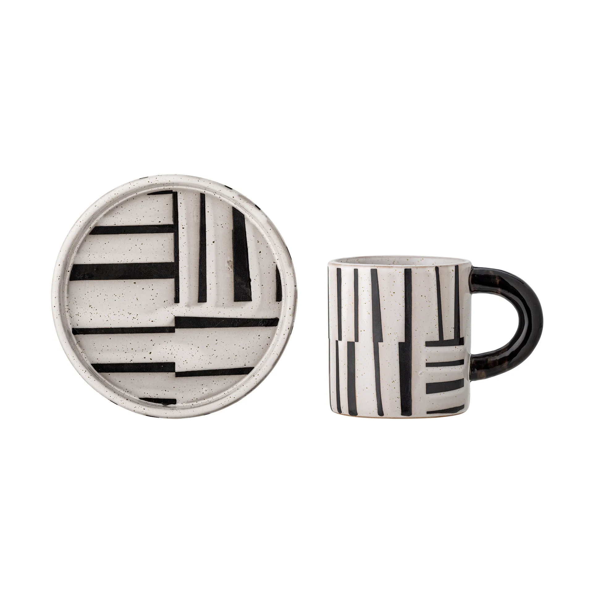 Frankie cup with saucer 30 cl, Black-white Bloomingville