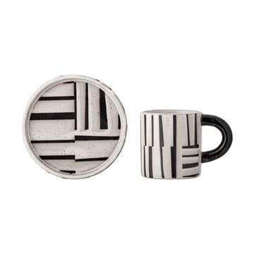 Frankie cup with saucer 30 cl - Black-white - Bloomingville