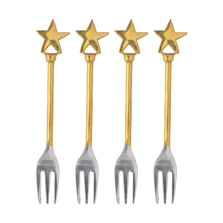 Georgette dessert fork 4-pack, Brass-stainless steel Bloomingville