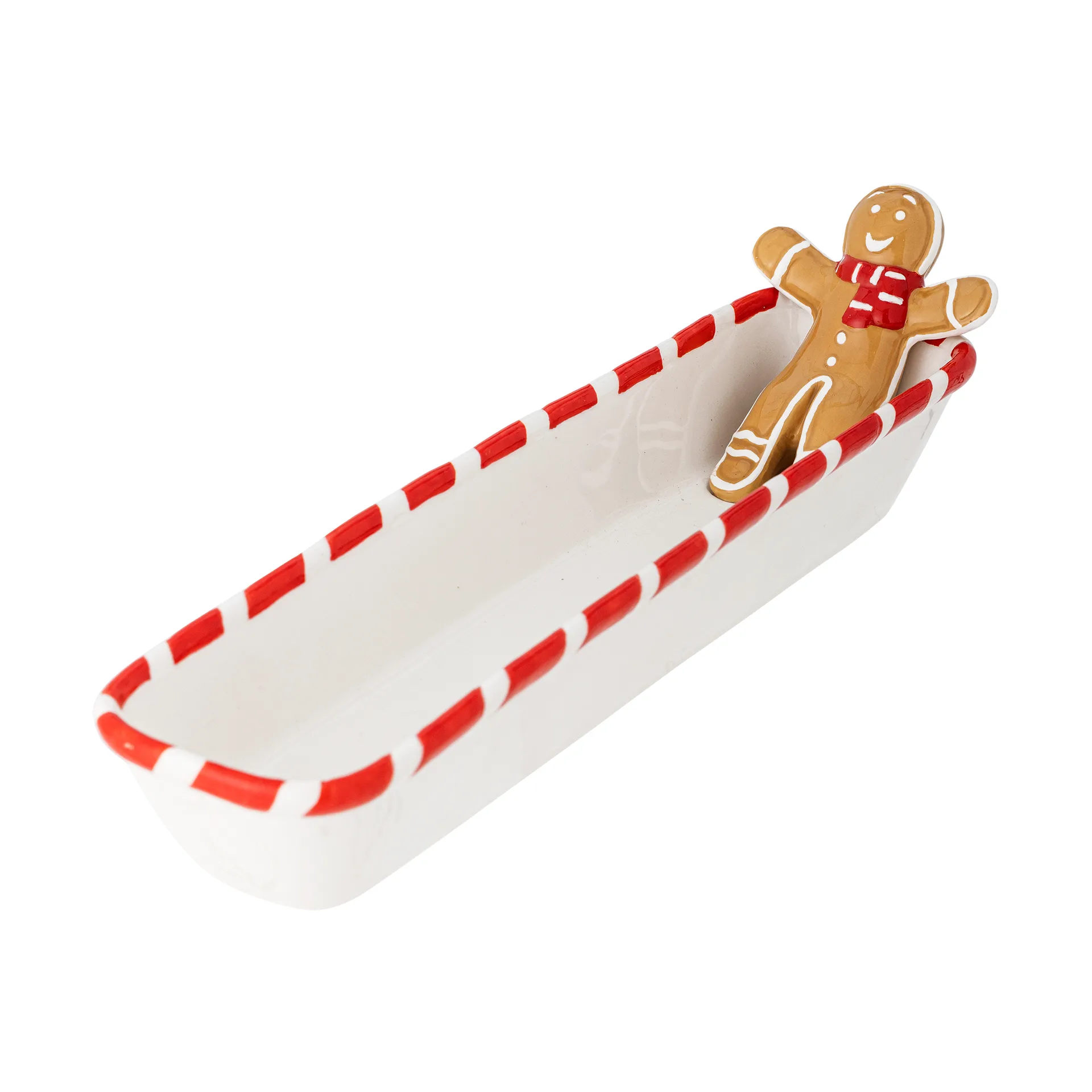 Ginnie serving bowl 36.5x12.5 cm, White-brown Bloomingville