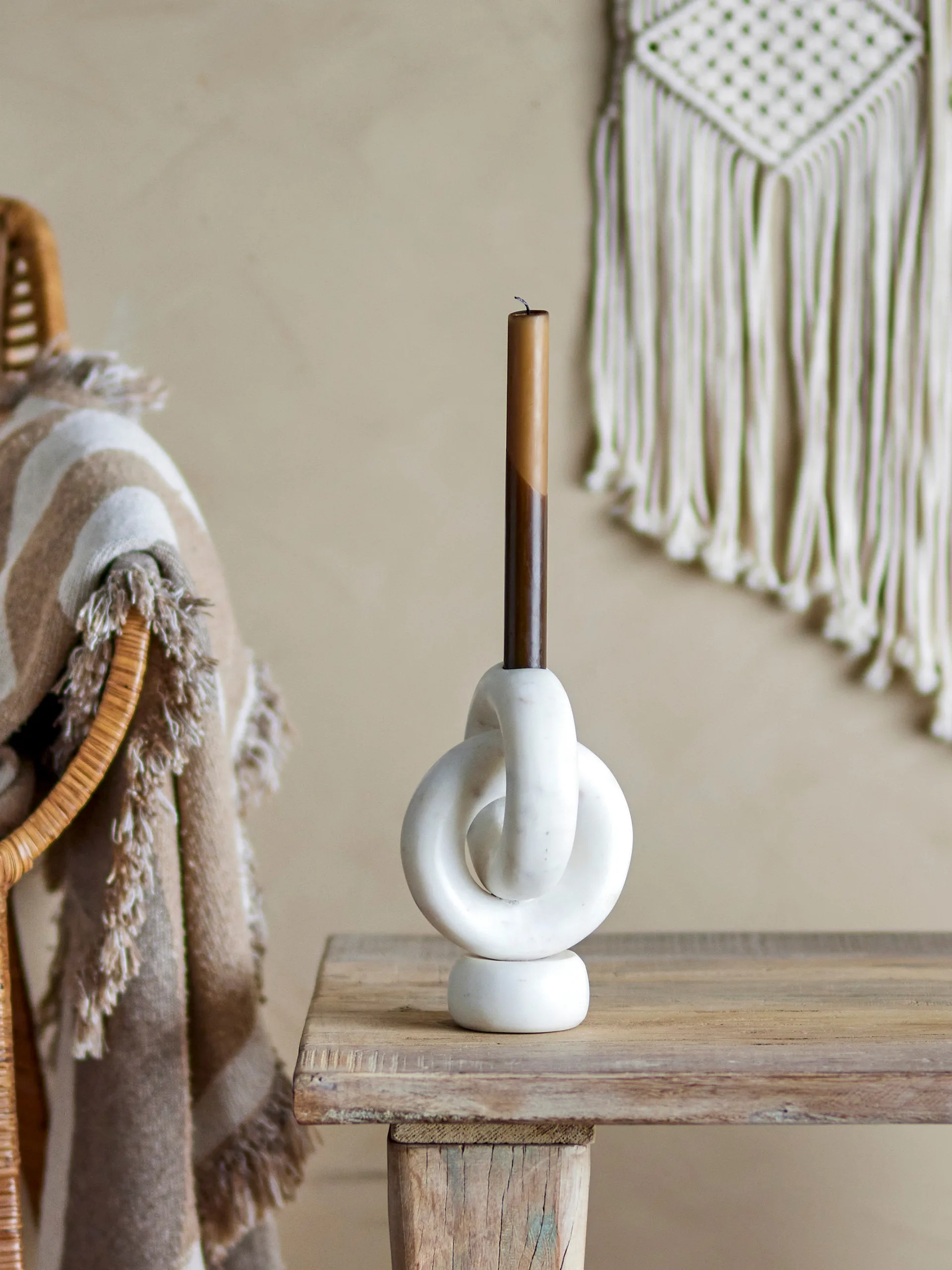 Goa candleholder 20 cm, White marble Bloomingville