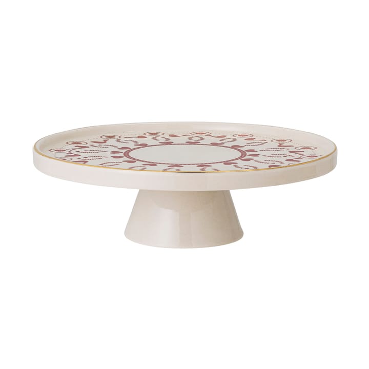 Jolly stoneware cake plate Ø26 cm, White-red Bloomingville