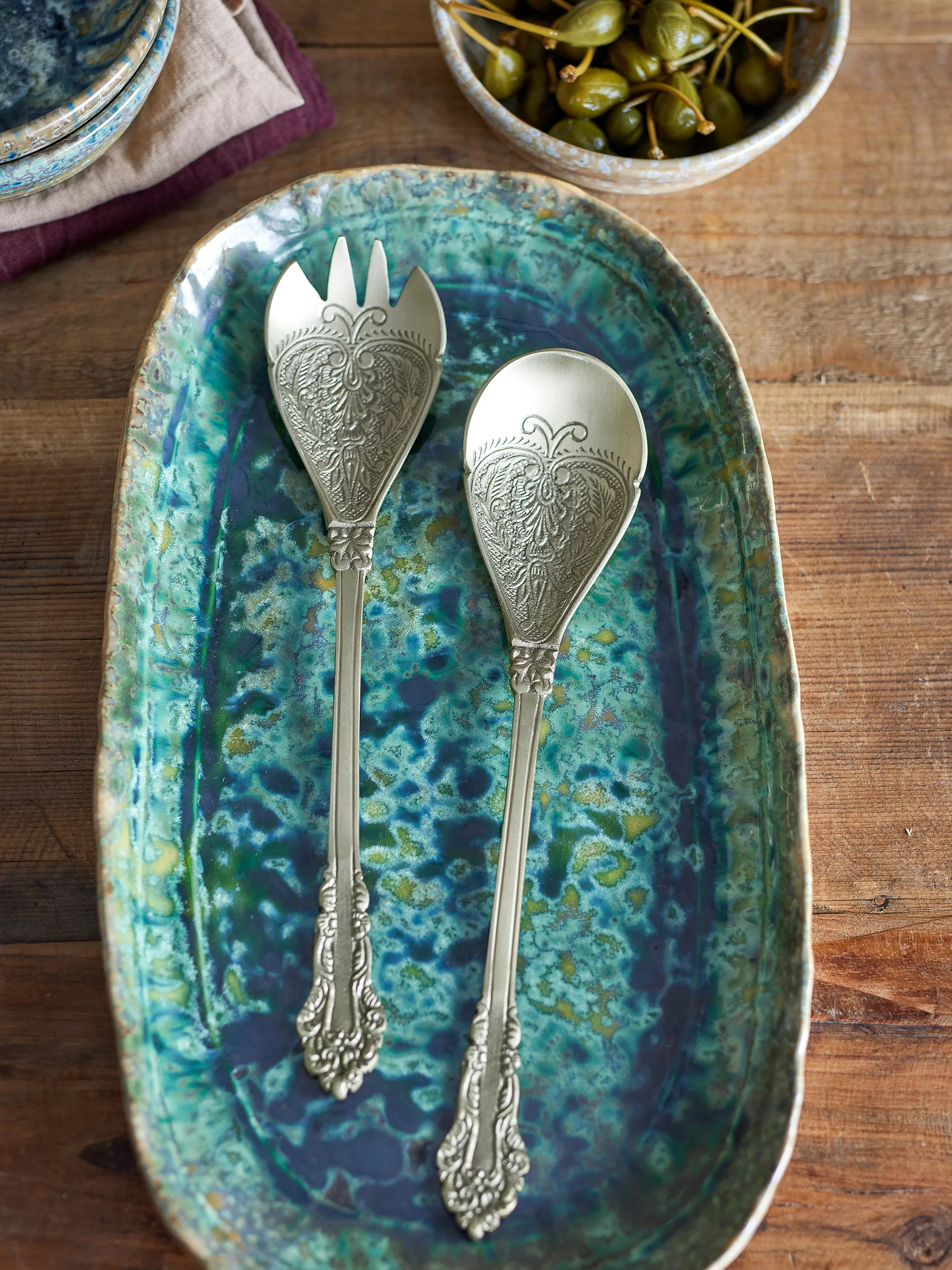 Kalima salad servers 2 pieces, Brass Bloomingville