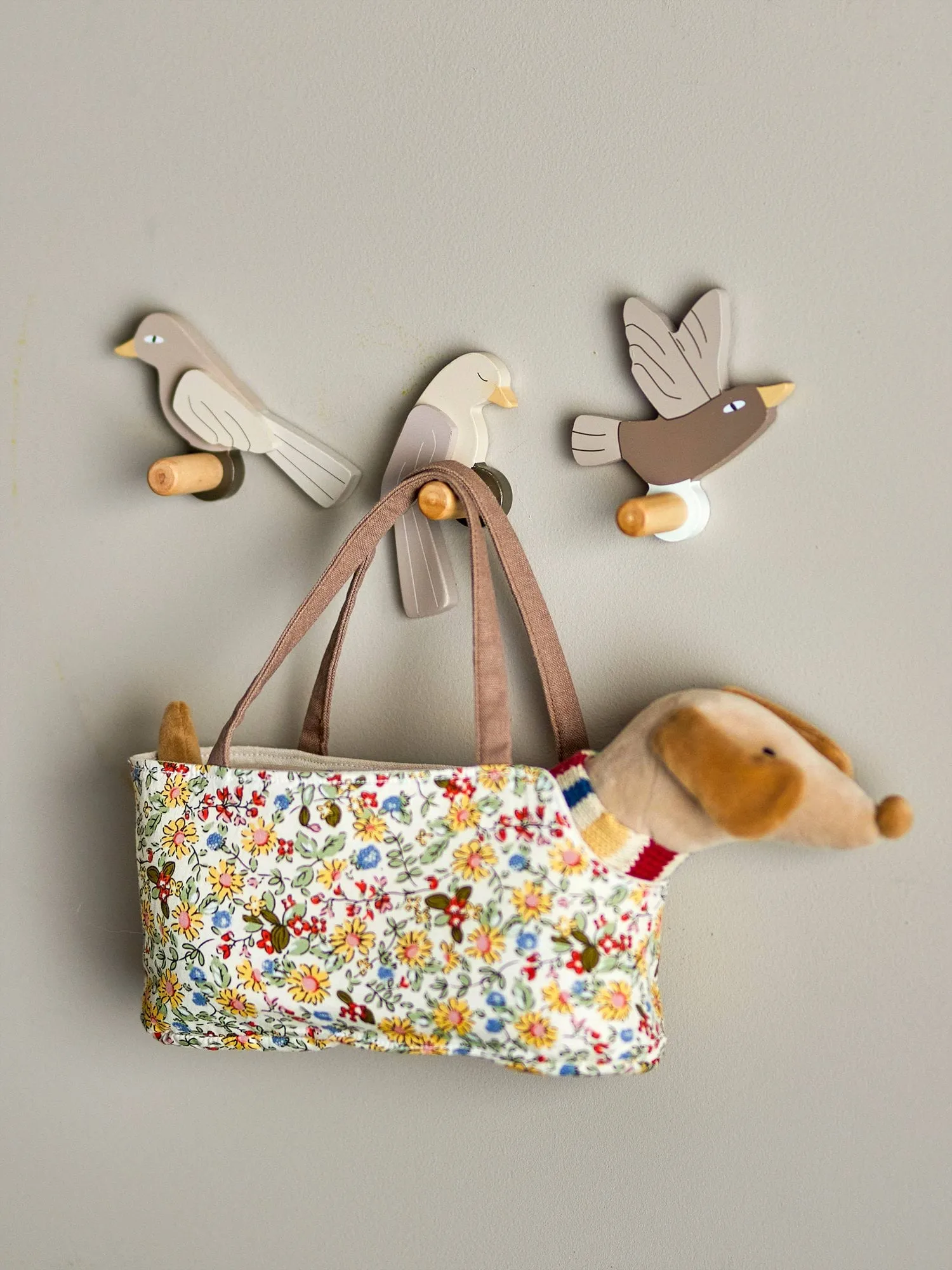 Lewi hook 3 pieces, Birds, brown Bloomingville