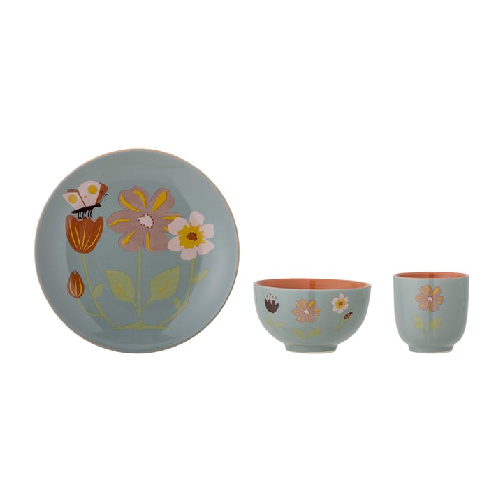 Meadow children's dinnerware stoneware 3 pieces, Flowers Bloomingville
