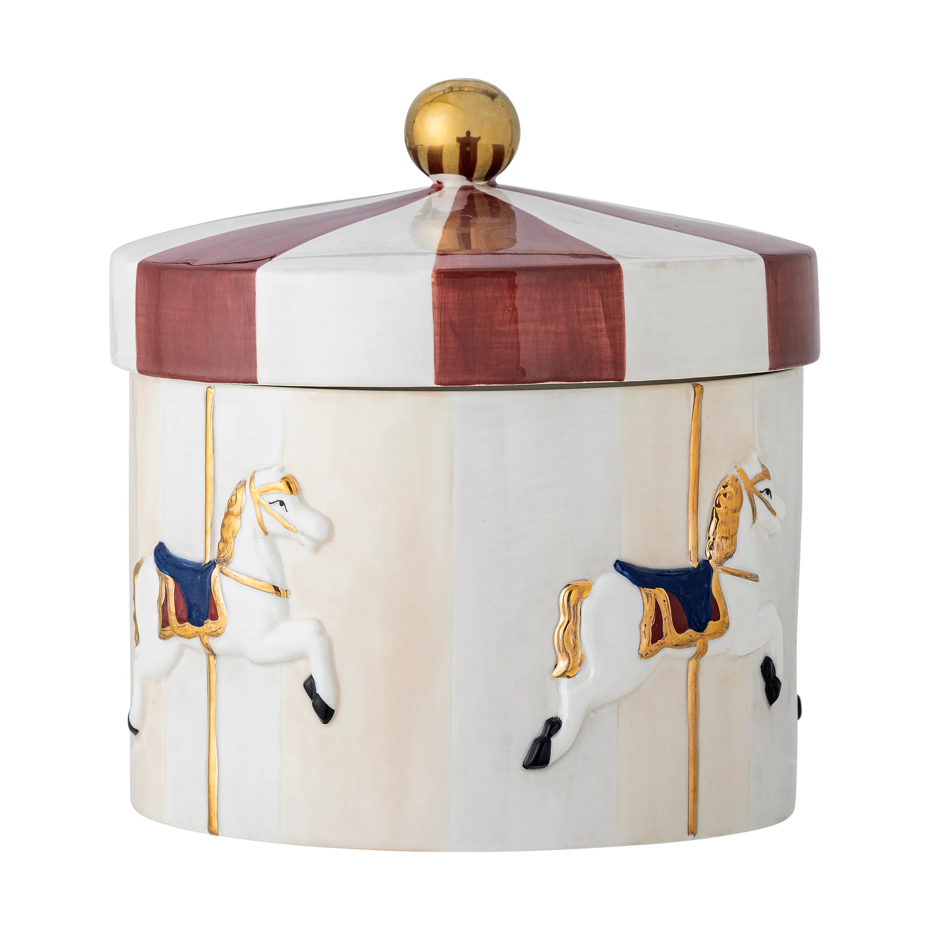 Merry-go-round jar with lid Ø19.5x20.5 cm, Red-white Bloomingville