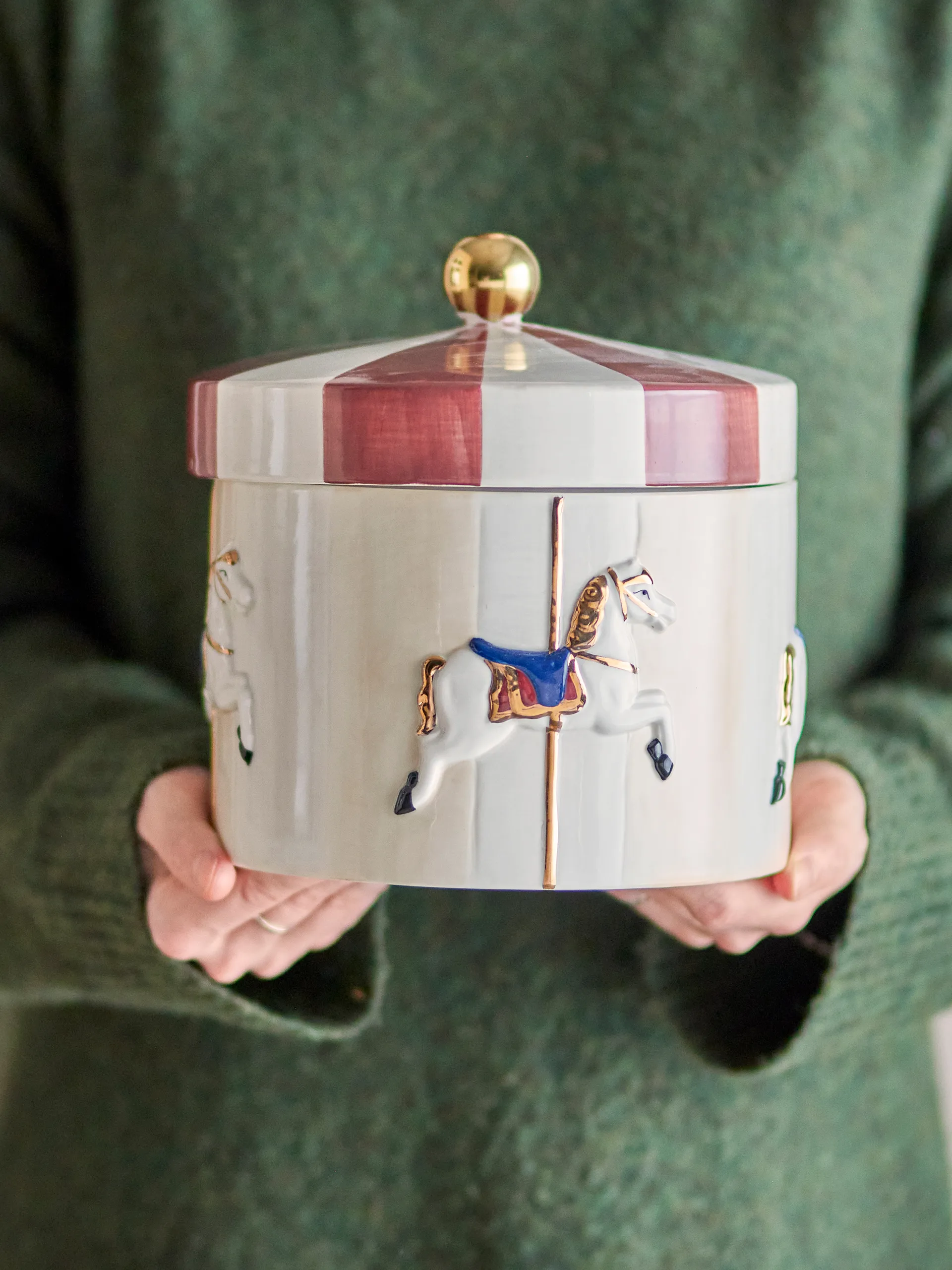 Merry-go-round jar with lid Ø19.5x20.5 cm, Red-white Bloomingville