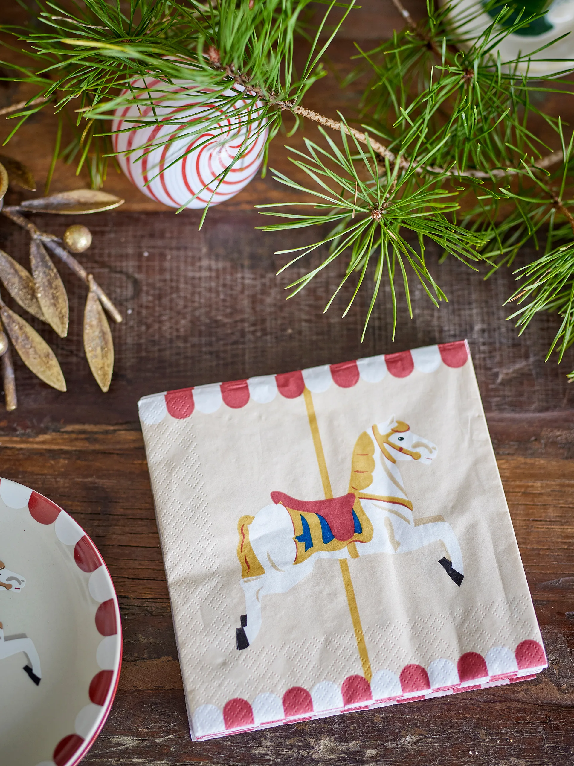 Merry-go-round napkin 33x33 cm 20-pack, Nature Bloomingville