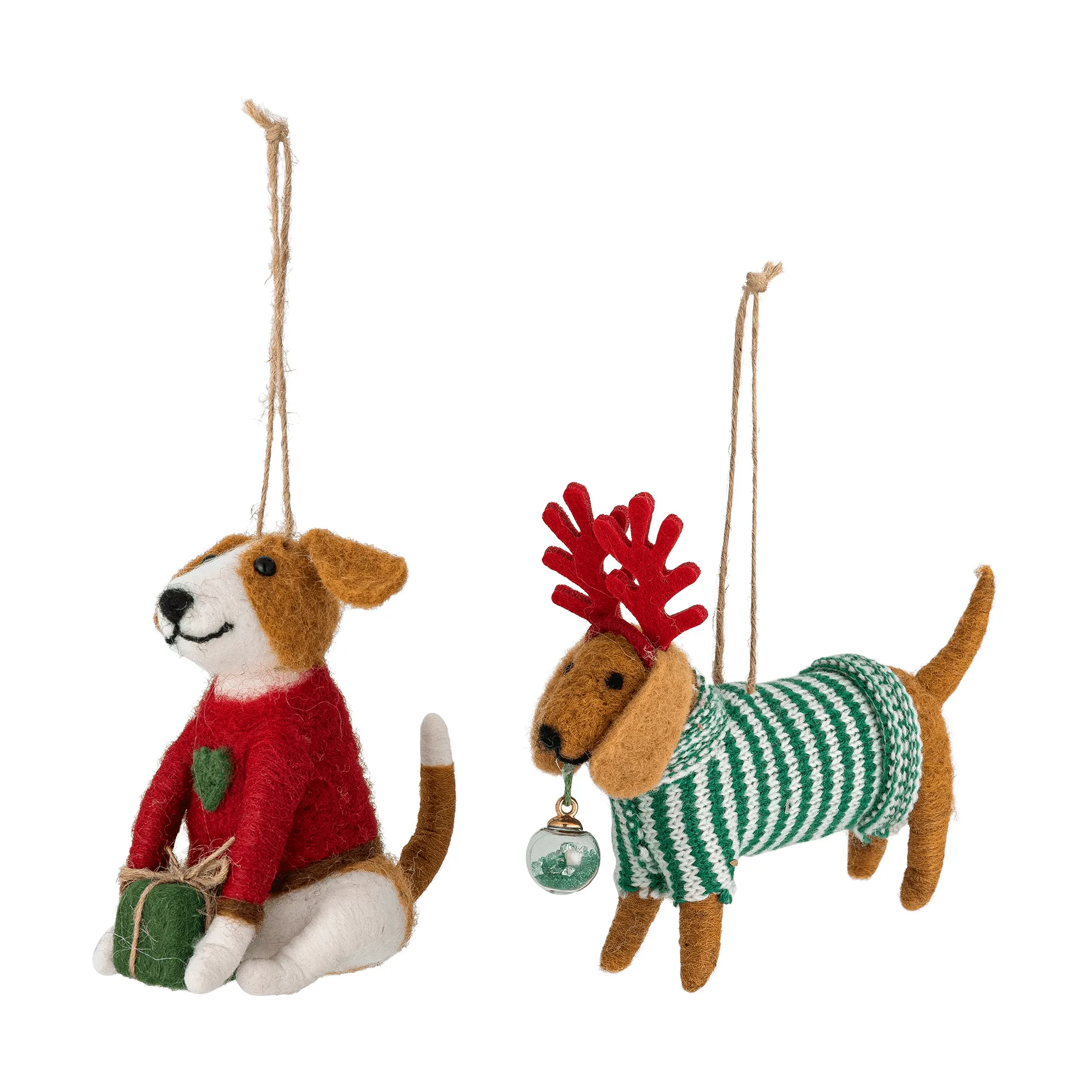 Monty Christmas ornaments, Red-green, 2 parts, 12 cm Bloomingville