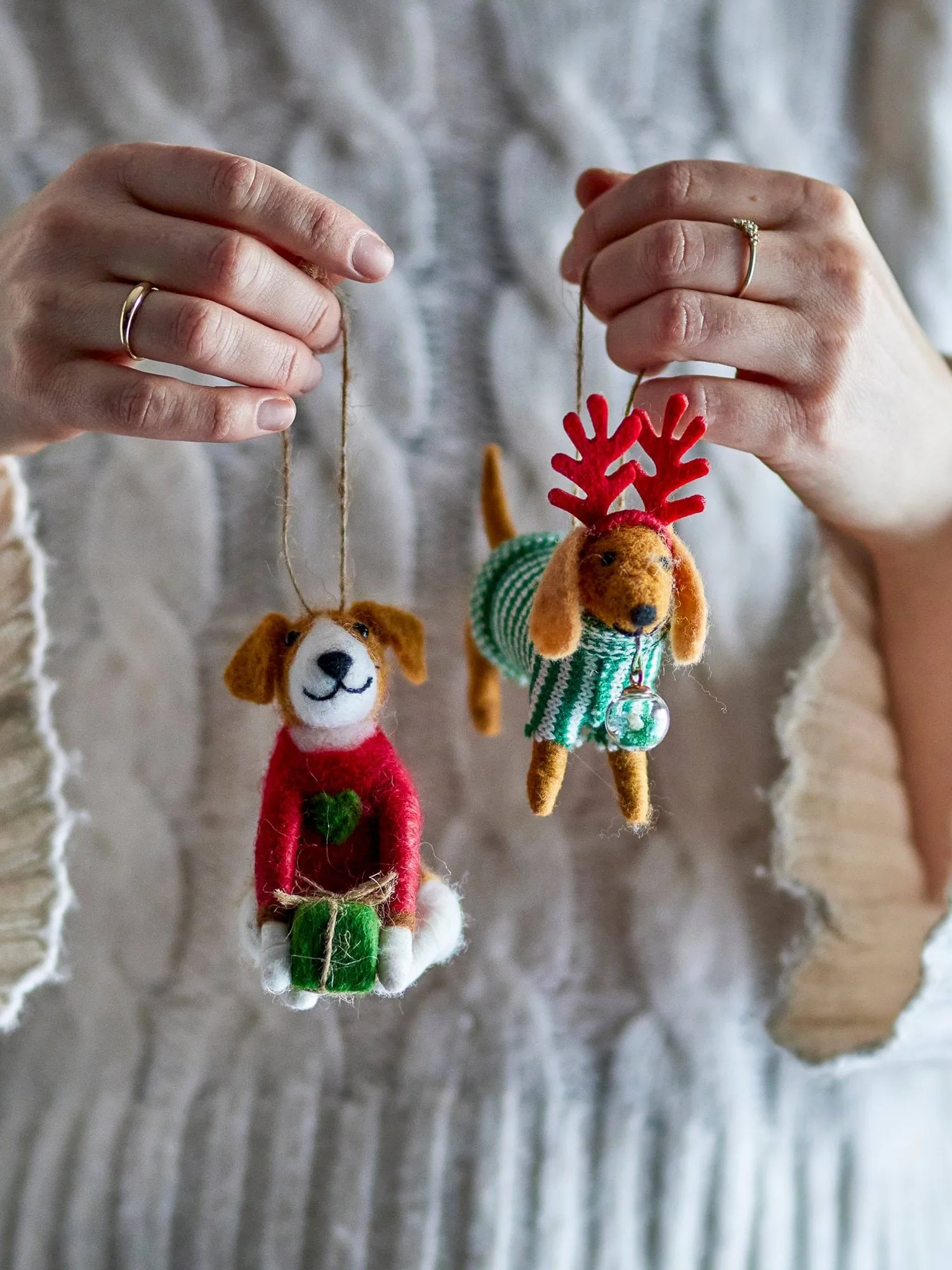 Monty Christmas ornaments, Red-green, 2 parts, 12 cm Bloomingville
