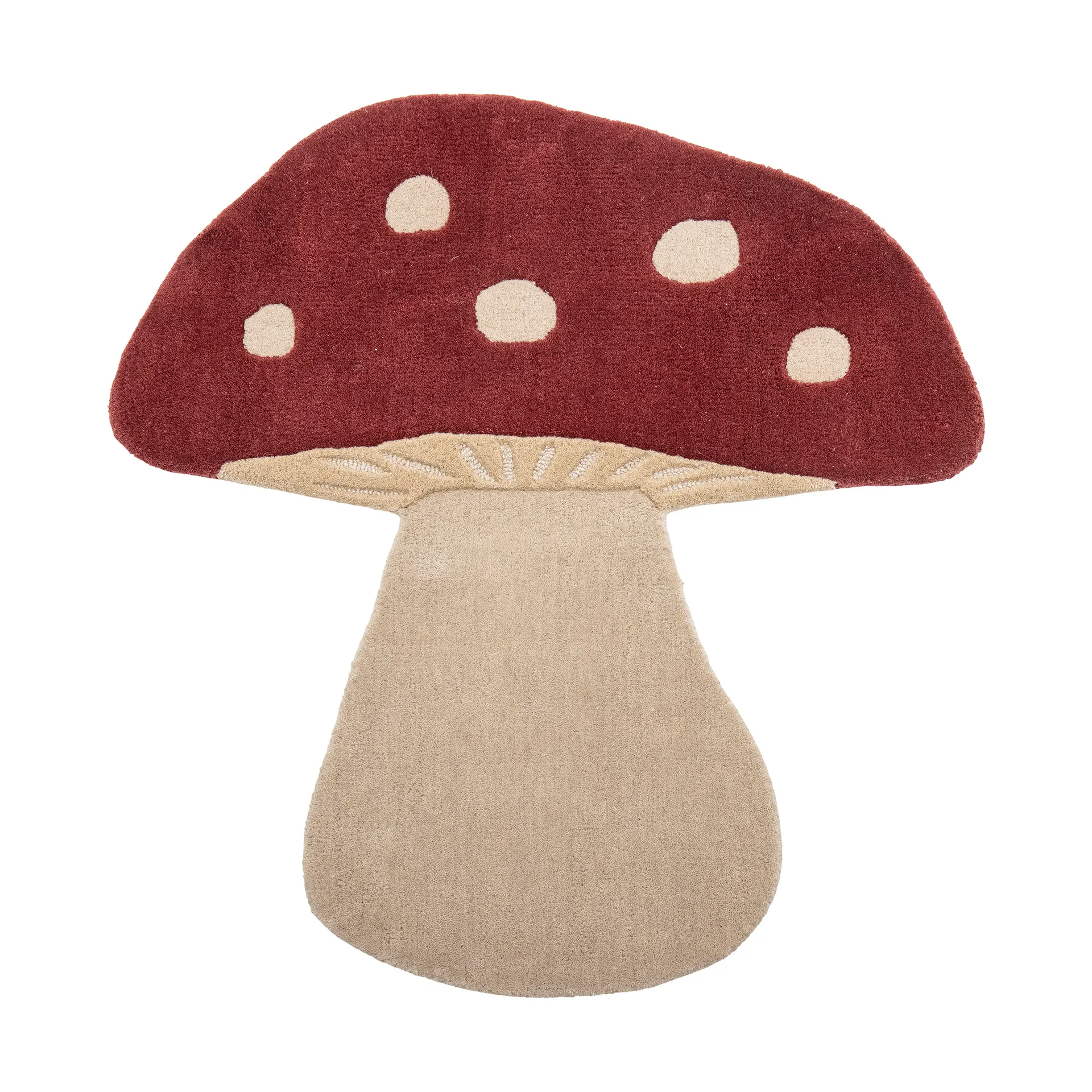 Mushroom wool rug 85x90 cm, Red-white Bloomingville