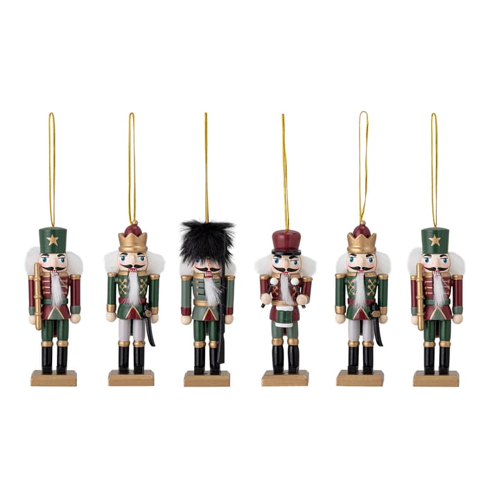 Nikita nut cracker Christmas decoration 6 pieces, Green Bloomingville