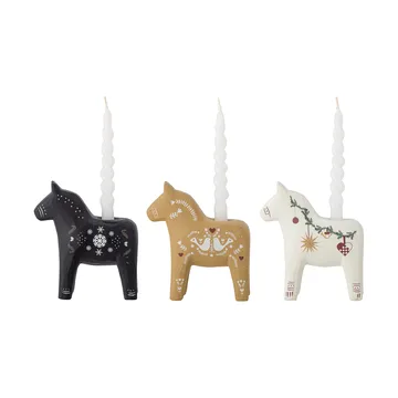 Number candle holder - Black-brown-white, 3 pieces, 10 cm - Bloomingville