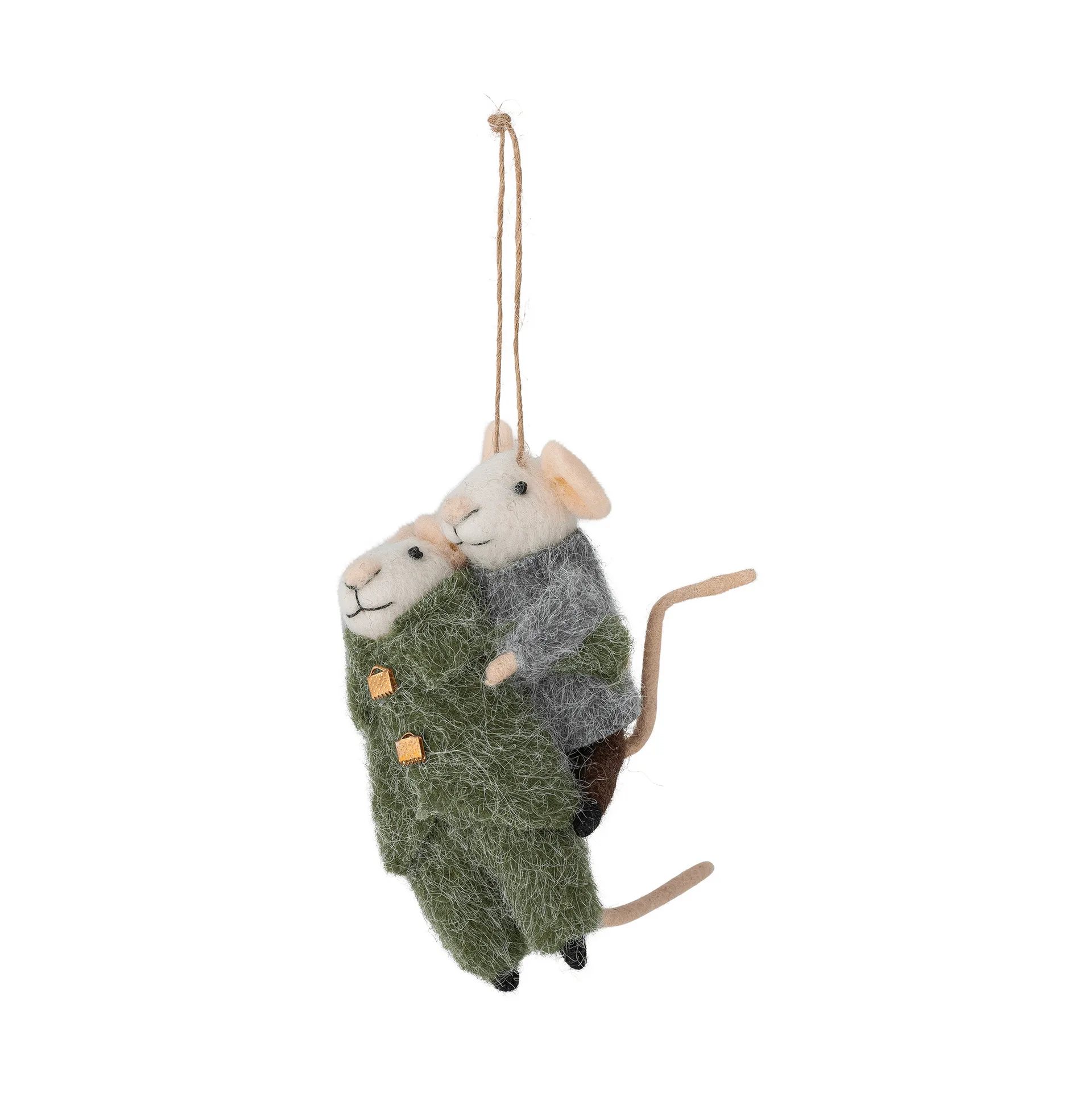 Peo Christmas tree decorations wool 2 pieces, Green-grey, 11 cm Bloomingville