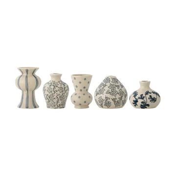 Quinto vase - Blue stoneware, 5 pieces - Bloomingville