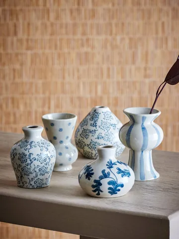 Quinto vase - Blue stoneware, 5 pieces - Bloomingville