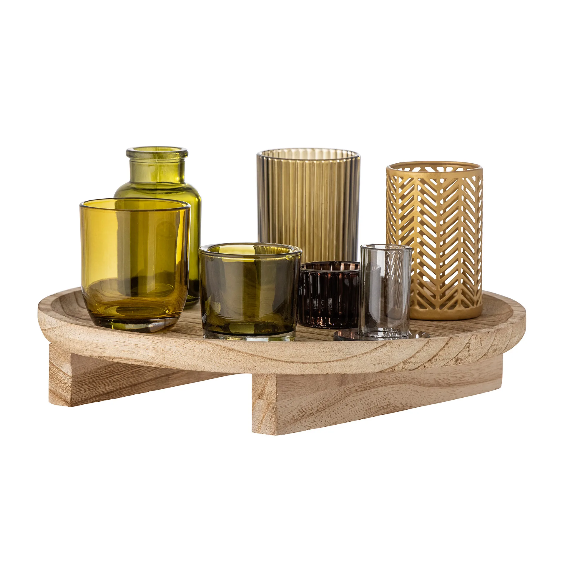 Sanga tray with lantern 8 pieces, Natural-multi Bloomingville