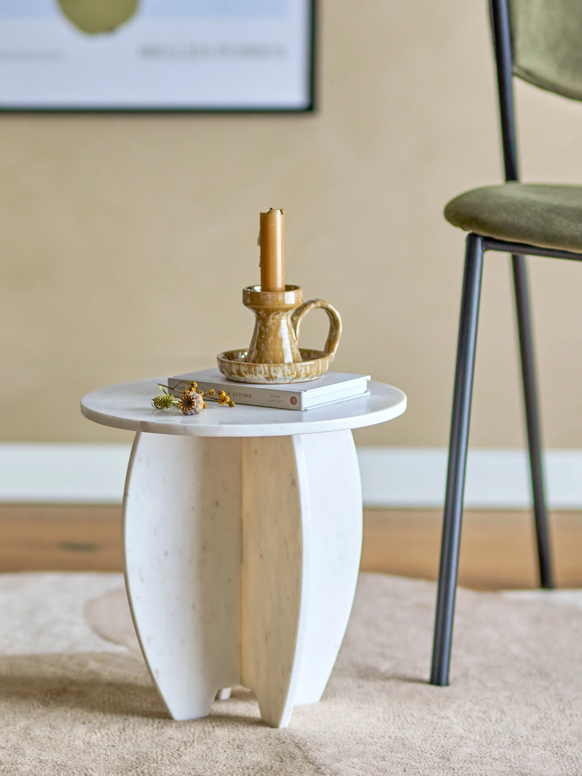 Sendai pedestal Ø30,5x31 cm, White marble Bloomingville