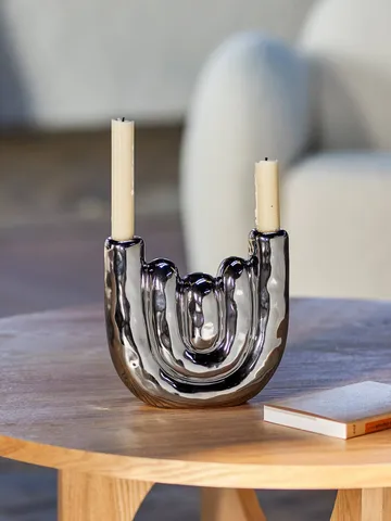 Shine candleholder - Silver, 18.5x17.5 cm - Bloomingville