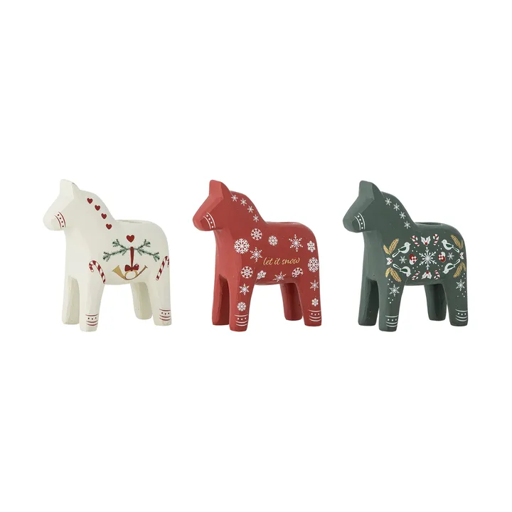 Siffer ljusstake - White-red-green, 3 pieces, 10 cm - Bloomingville