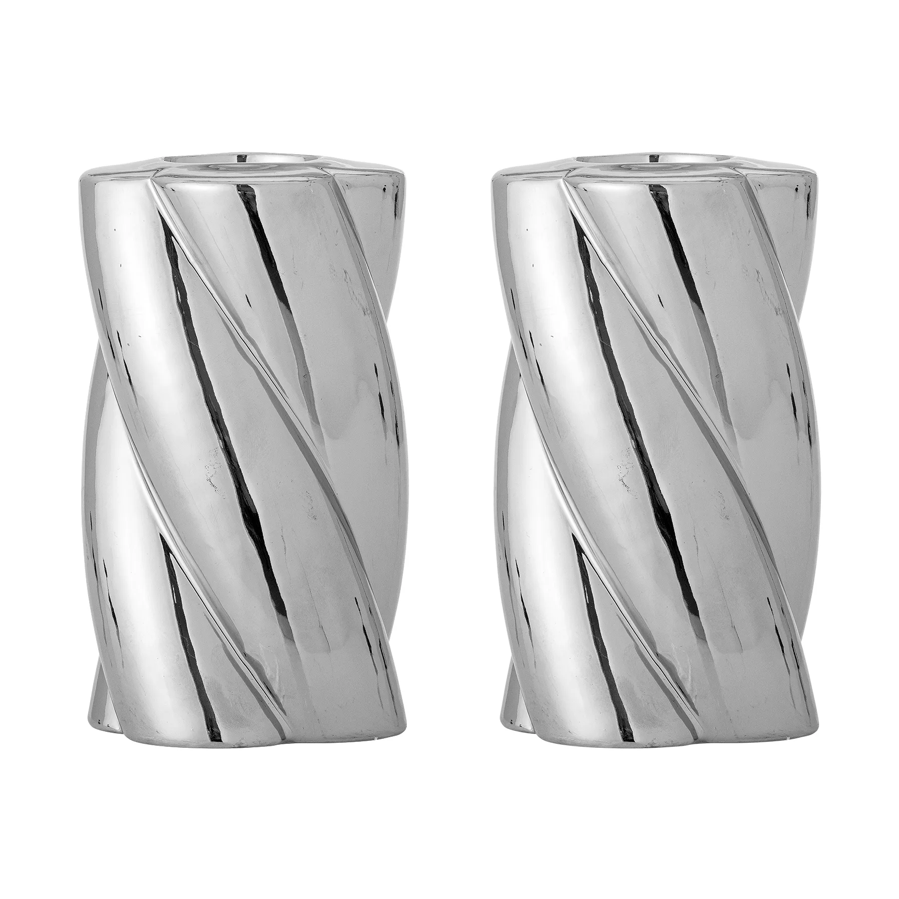 Silvia candle holder 2-pack Ø7 cm, Silver Bloomingville