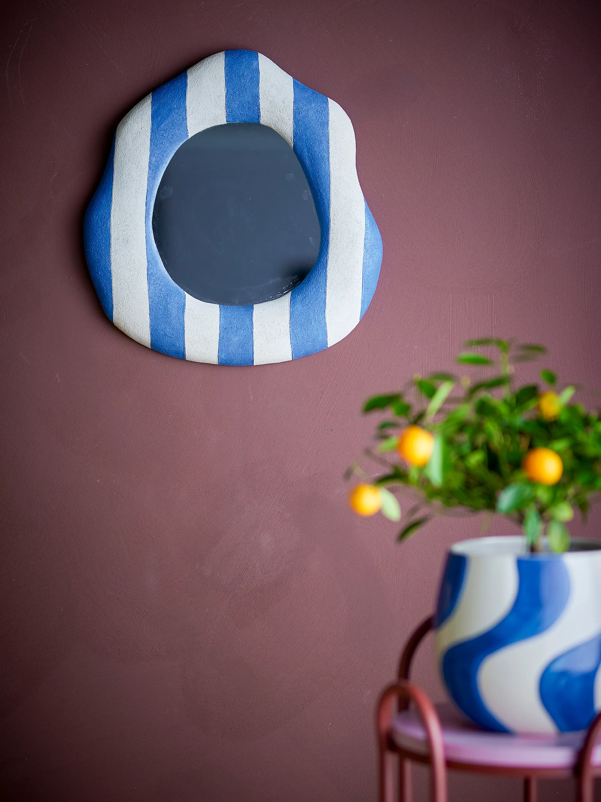 Travis wall mirror 39.5x38.5 cm, Blue Bloomingville