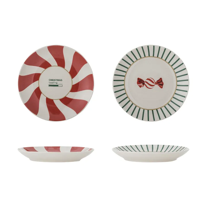 Yule assiett - Red-green, 2 pieces, Ø12.5 cm - Bloomingville
