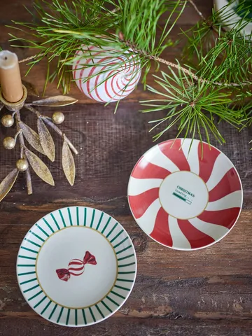 Yule side plate - Red-green, 2 pieces, Ø12.5 cm - Bloomingville