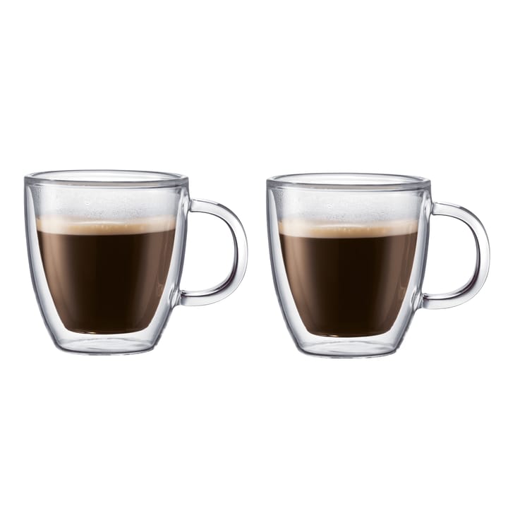 Bistro double wall glass with handle 2-pack, 0.3 l Bodum