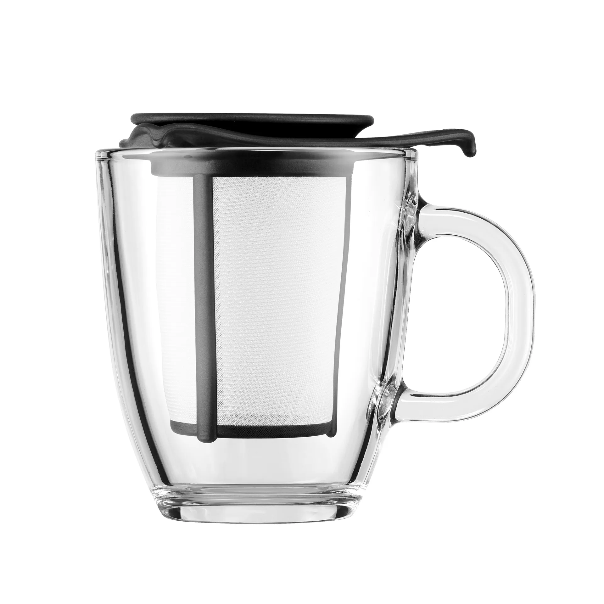 Yo-Yo tea cup with strainer, black Bodum
