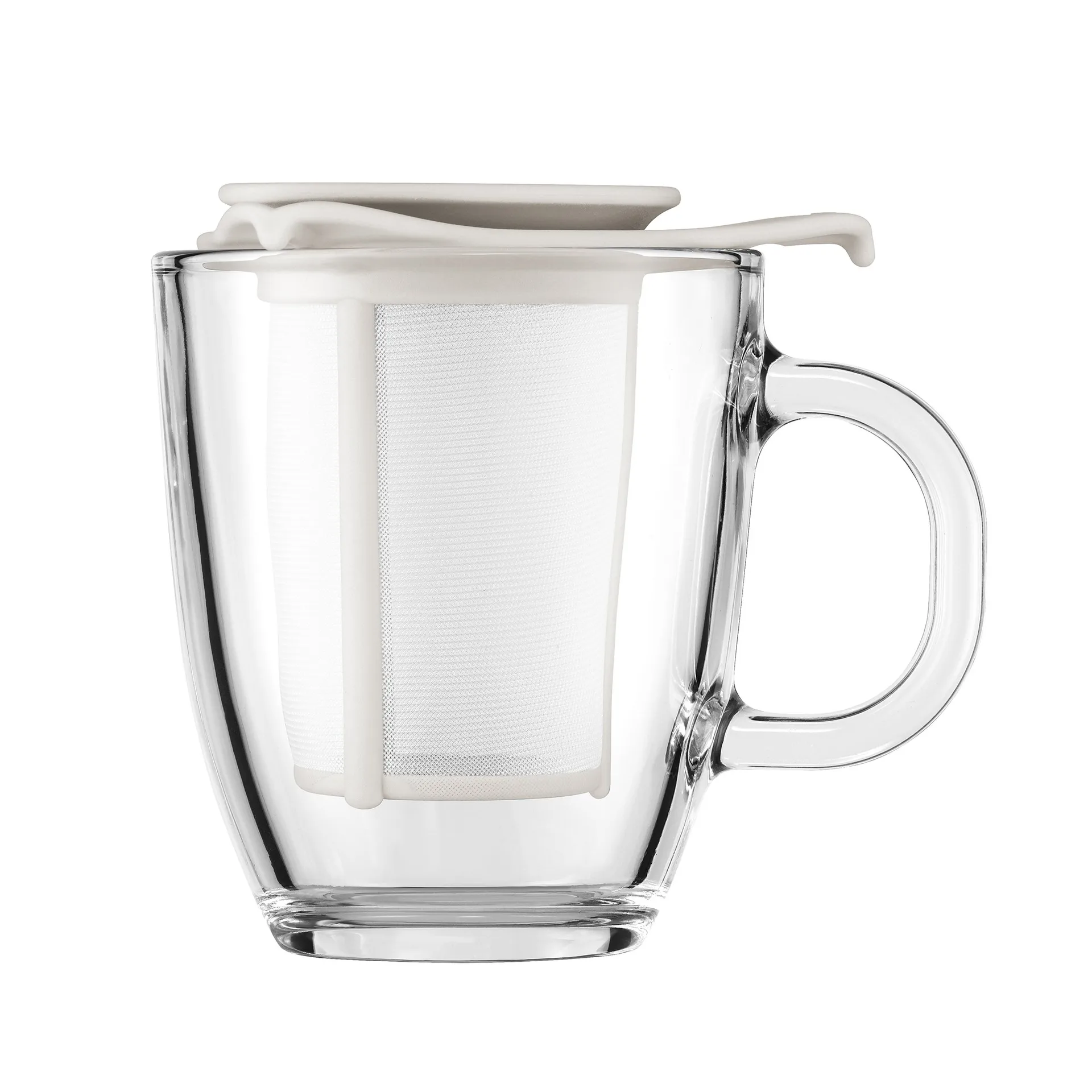 Yo-Yo tea cup with strainer, white Bodum