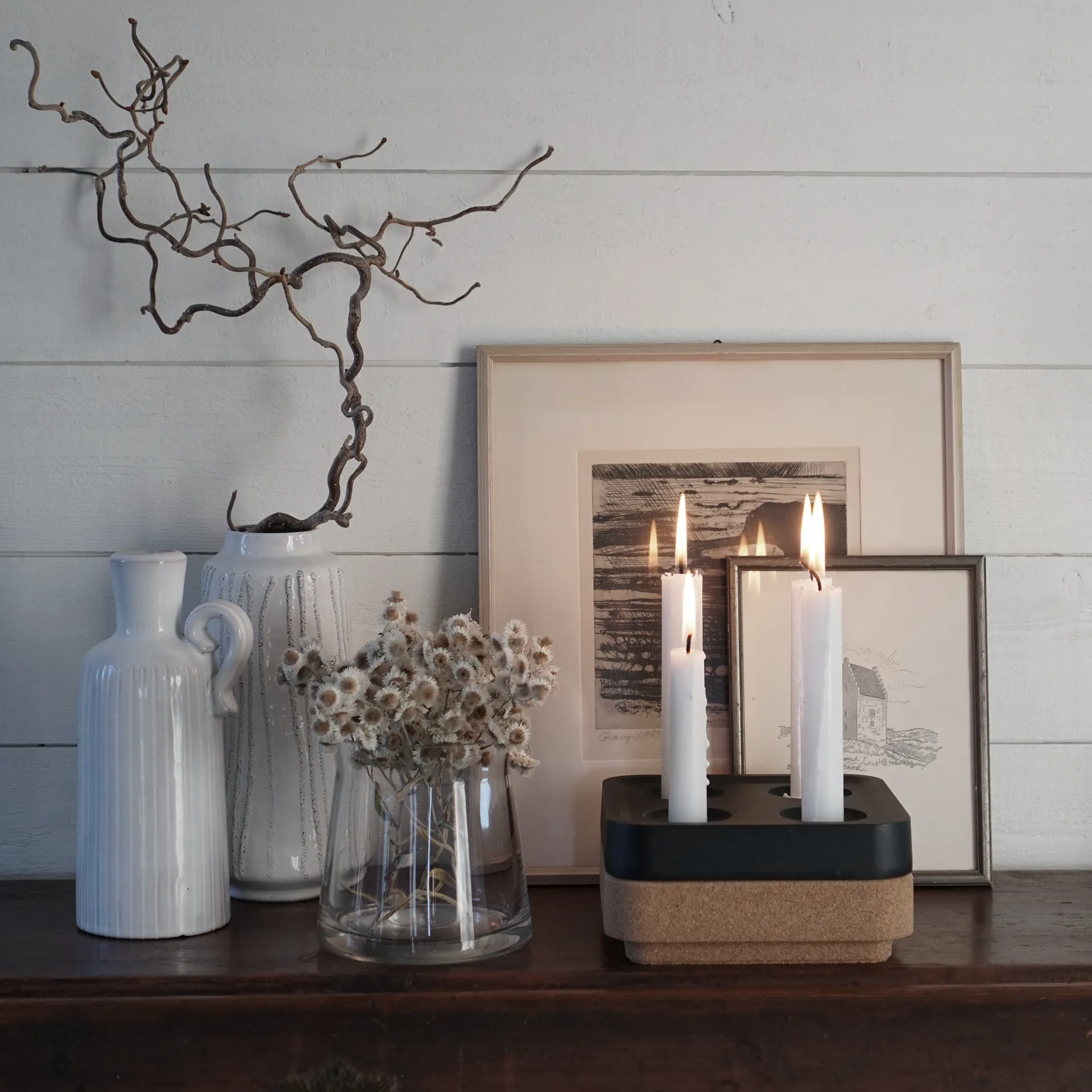 Cork bowl for four candles 16x16 cm, Brown Born In Sweden