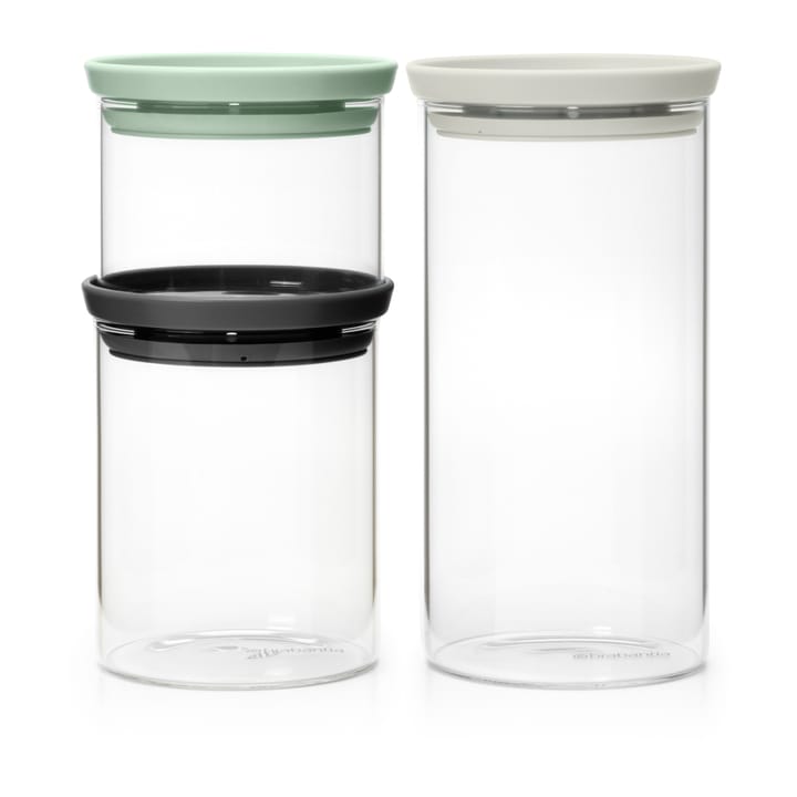 Brabantia glass jar 3-pack, Black-grey-green Brabantia