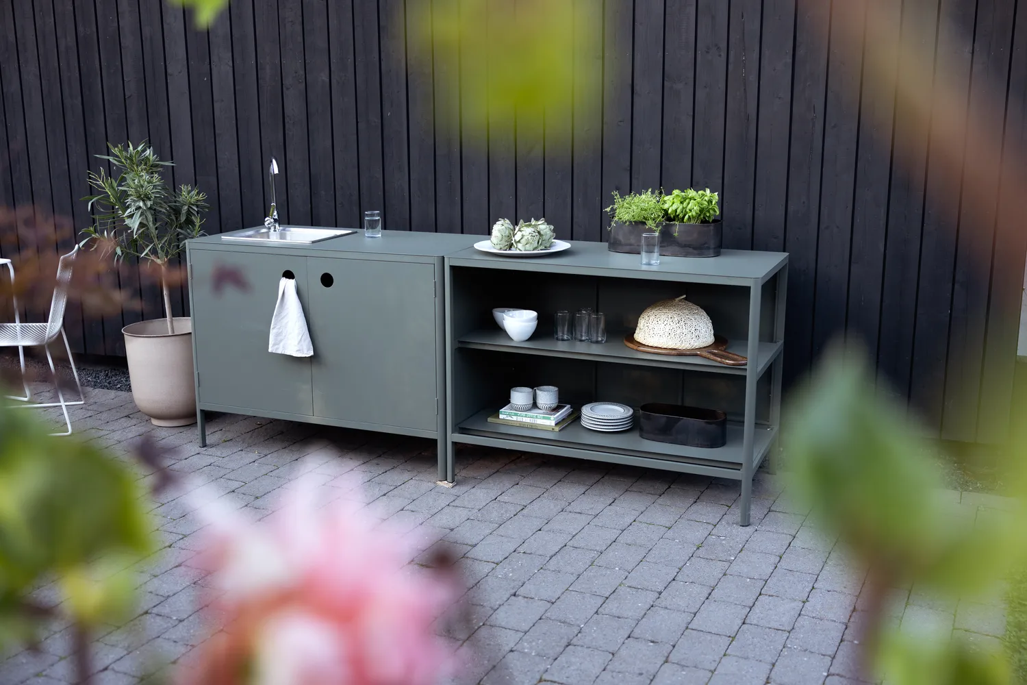 Kelia outdoor kitchen base cabinet, Anthracite, 121x91x64 cm Brafab