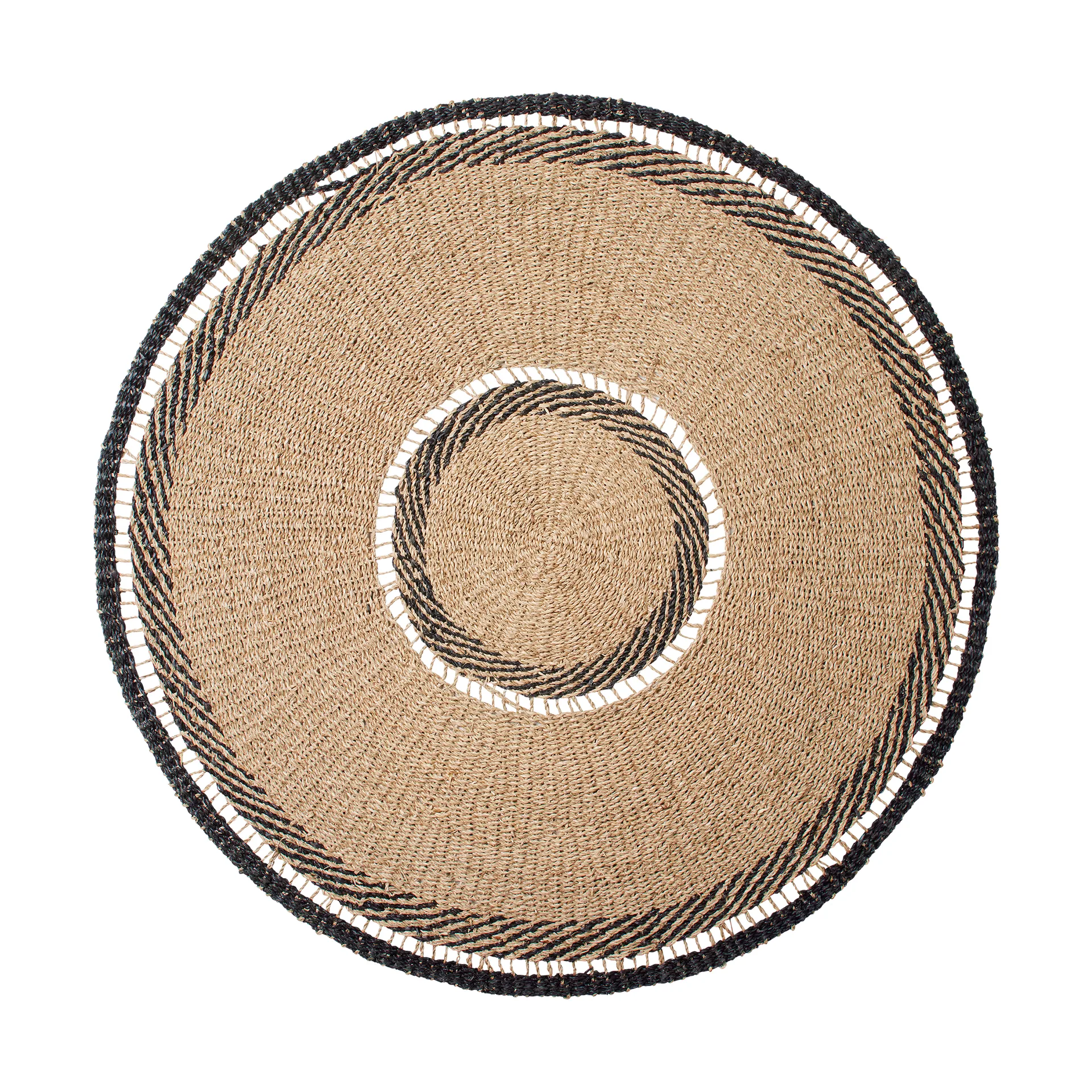 Anina rug seagrass Ø120 cm, Natural-black Broste Copenhagen