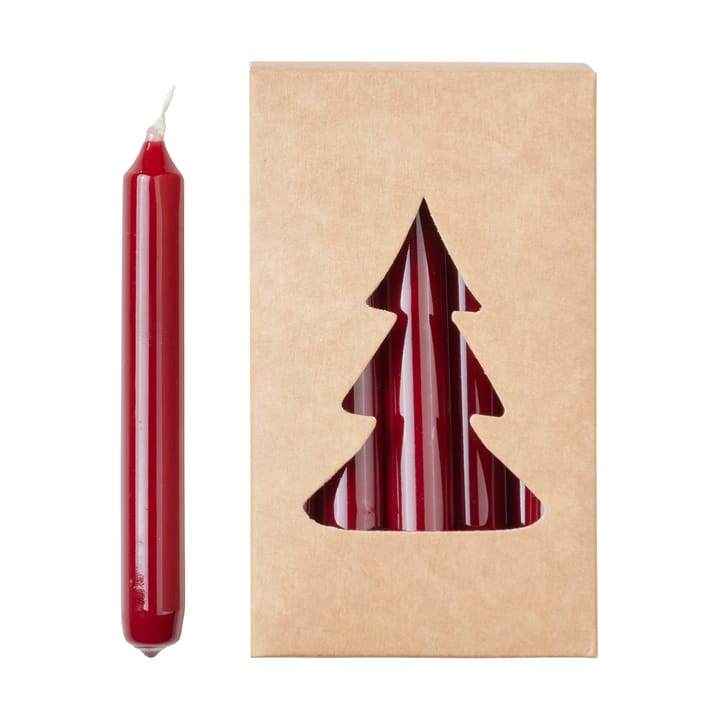 Broste Christmas tree candle glossy Ø1,2x10,2 cm 20 pack - Burgundy - Broste Copenhagen