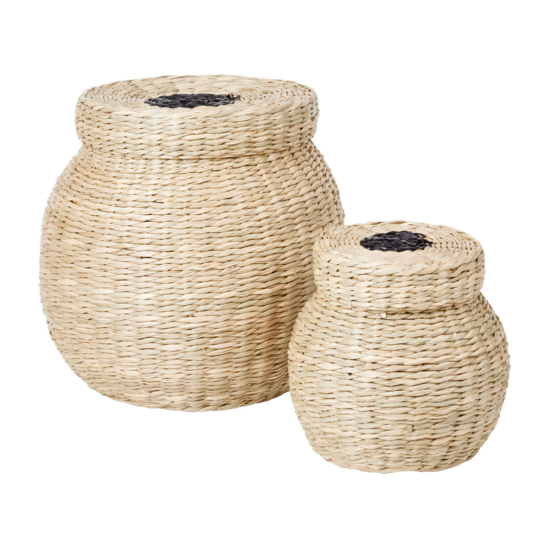 Carmen storage box 2 pieces, Natural-black Broste Copenhagen