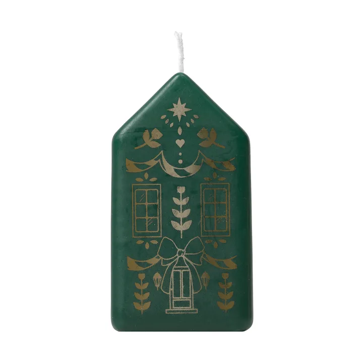 Casa pillar candle - Dark Green-Gold - Broste Copenhagen