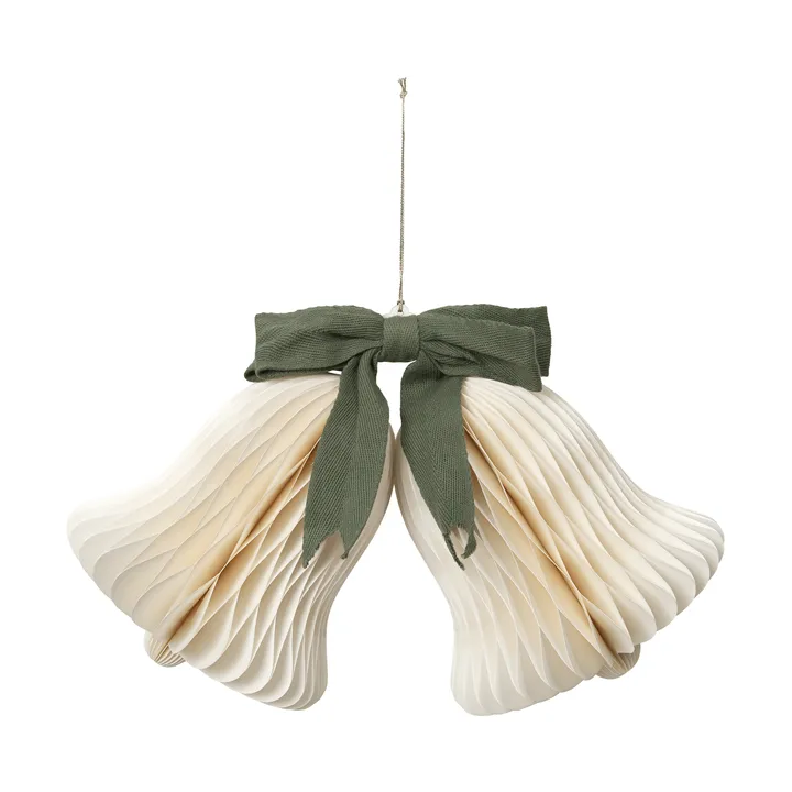 Chime bell Christmas hanging decoration - Off White-Grape Leaf Green - Broste Copenhagen