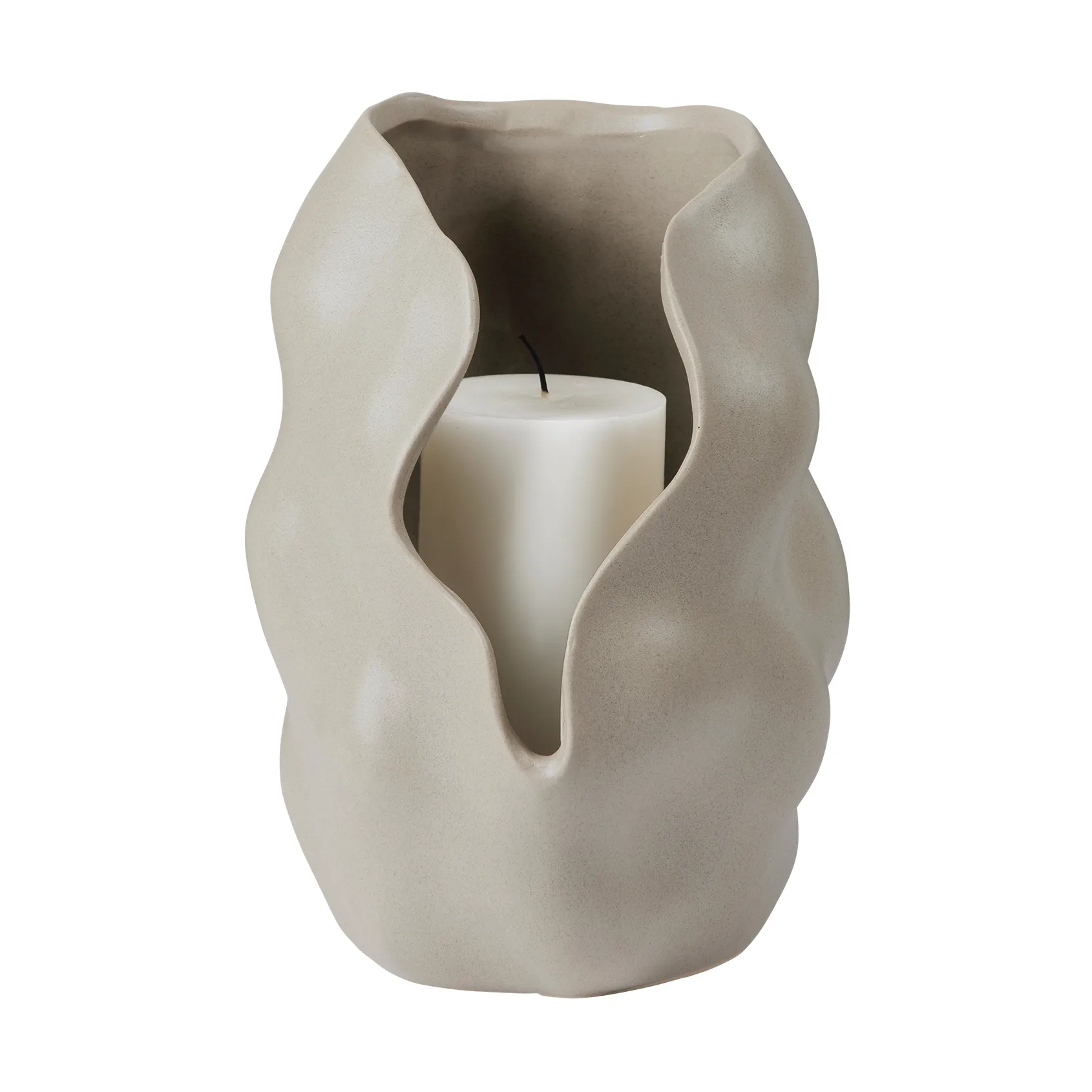 Hekla Hurricane tealight holder Ø18.6 cm, Dove grey Broste Copenhagen