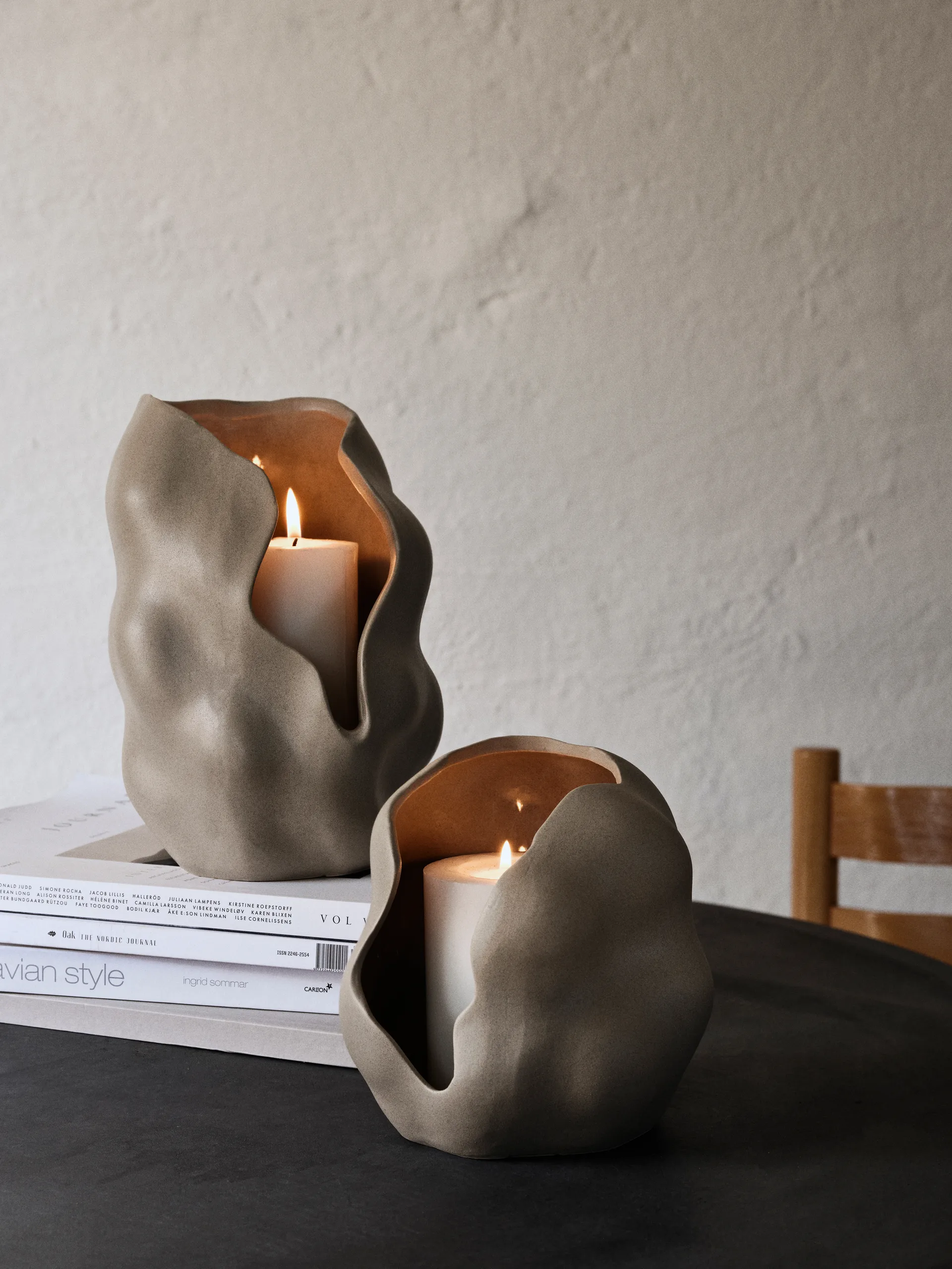 Hekla Hurricane tealight holder Ø18.6 cm, Dove grey Broste Copenhagen