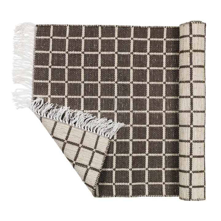Henny cotton rug 140x200 cm - Light grey-aubergine - Broste Copenhagen